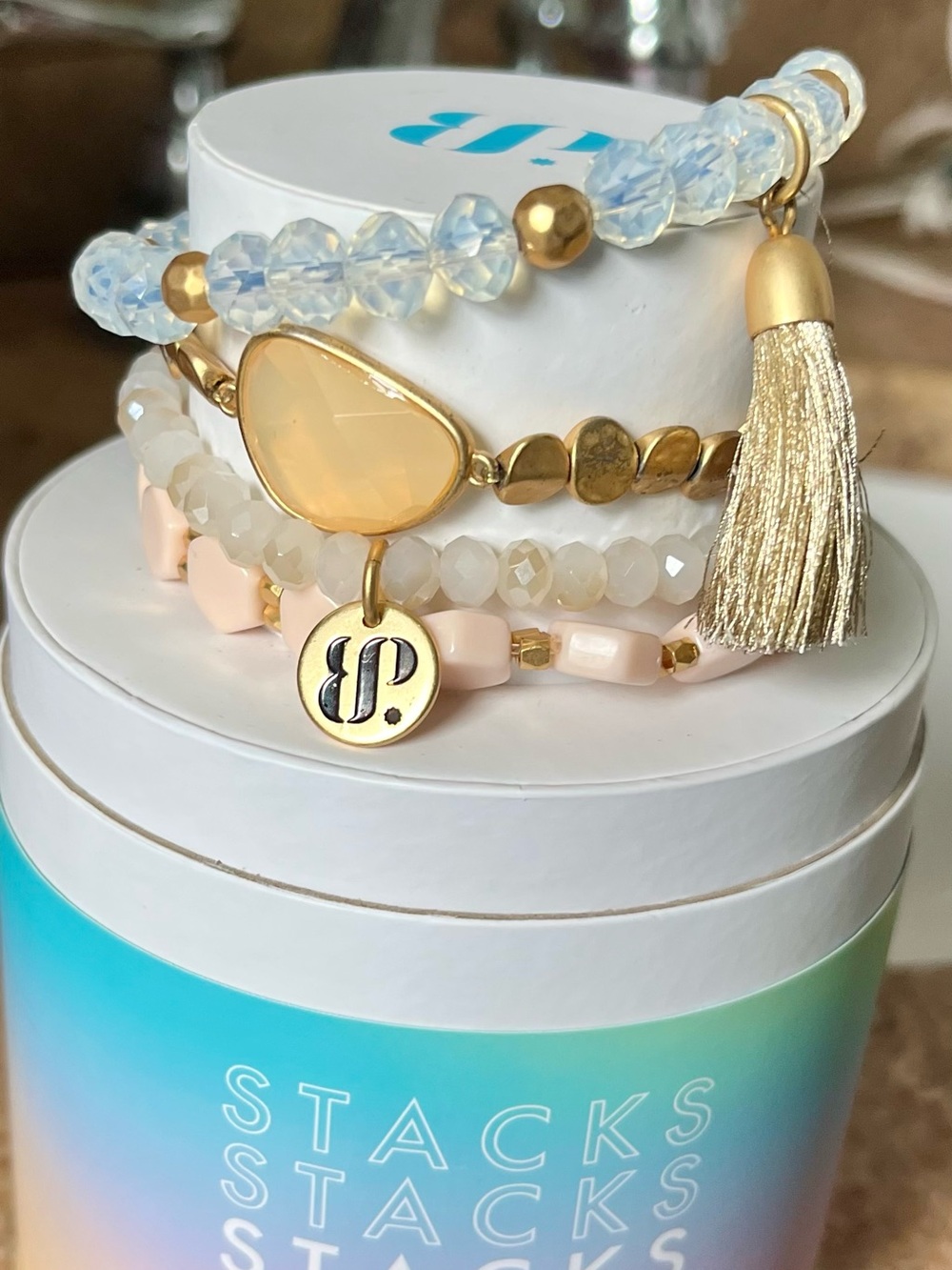 Bomb Party Retro RBP4183 Sand Dune Sparkle Neutral & Gold Stackable Bracelet Set